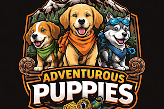 design high quality puppies mascot logo with t shirt design