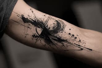 custom an abstract black tattoo design