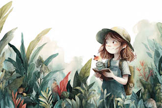 create watercolor children illustration