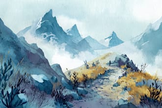 draw a watercolor landscape illustration