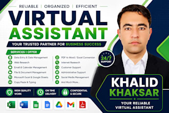 virtual assistant for data entry, excel and admin support