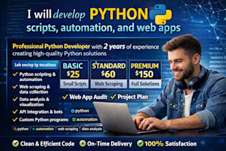 develop python scripts, automation, and web apps