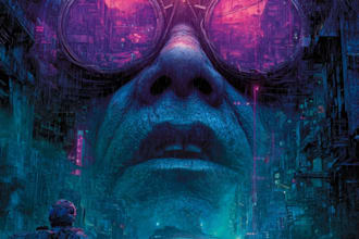 create detailed art of sci fi cyberpunk psychedelic artwork