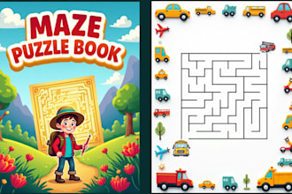 create 150 pages kids maze puzzle book for KDP and etsy