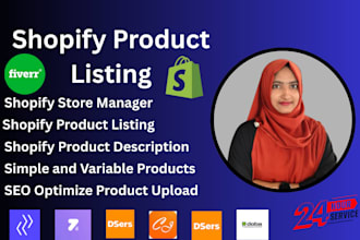 do shopify product listing and data entry
