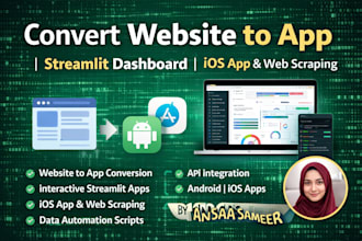 convert website to app, streamlit app and ios app scraping