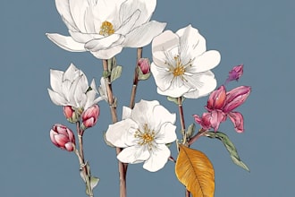 draw fineline botanical delicate flowers