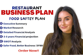 write custom business plan for restaurant, cafe, food truck, bakery, hotel, bar