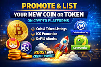 promote and list your new coin or token on crypto platforms