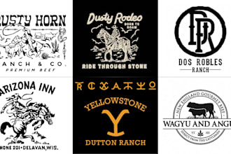 design western, cattle, ranch, cowboy and farm logo