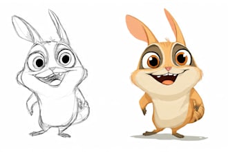 draw an eyecatchy mascot, animal cartoon character