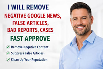 remove negative google news, false articles, bad reports, cases fast approve