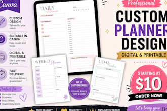 design a custom digital or printable planner template in canva