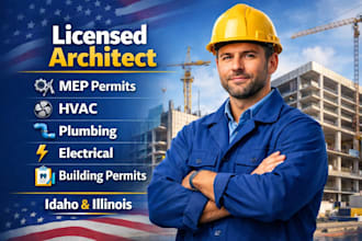 licensed architect, mep, hvac, plumbing, electrical permit in idaho and illinois