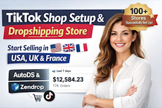 setup USA UK france tik tok tiktok shop dropshipping shop via autods zendrop