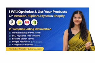optimize and list your products on amazon, flipkart, myntra, and shopify