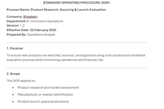 document business processes, sops, and workflow diagrams