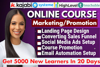 kajabi online course promotion udemy course marketing teachable sales funnel