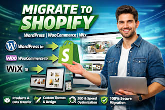 migrate wordpress to shopify woocomerce to shopify wix to shopify development