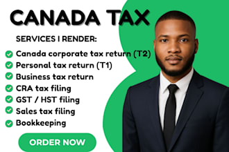 prepare canada tax return, t2 corporate tax, t1, gst hst filing, bookeeping