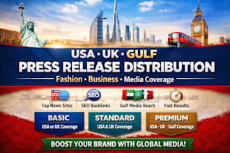write USA UK press release distribution media coverage fashion PR gulf for you