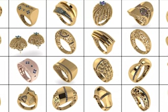 create 3d jewelry cad design 3d model render stl files, 3d printing and casting