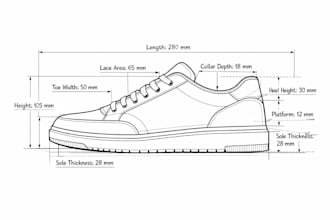 create professional shoe tech tech pack, footwear cad and technical drawing