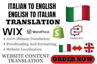 translate form italian to english and viceversa, website content translation