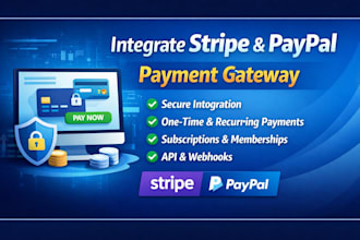 integrate stripe or paypal payment gateway with secure payment integration