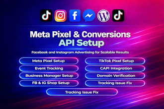 setup facebook pixel, meta pixel, tiktok pixel, conversion API setup in website