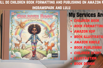do children book formatting and publishing on amazon KDP ingramspark and lulu