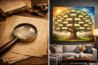 do expert genealogy research and create a professional custom family tree design