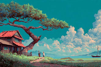 make pixel art scene or background