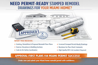 deliver permit ready stamped remodel drawings for miami homes