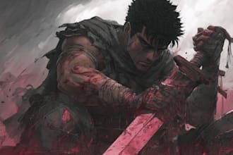 draw custom dark berserk style art in high quality