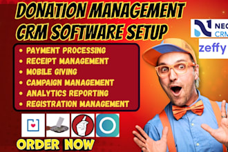 setup donation management donorsnap donorperfect zeffy donorbox donarius neon