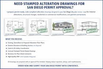 prepare stamped alteration drawings for san diego permit approval