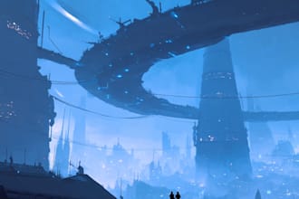 create sci fi city or landscape art for you