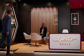 design 3d trade show booth, exhibition stall, stand, kiosk