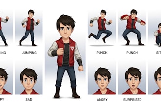 create a character pose and expression reference sheet