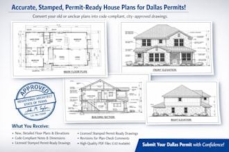 redraw existing house plans into stamped permit drawings in dallas