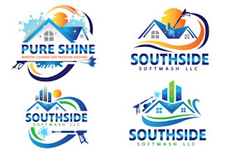 create clean house janitorial, pressure wash or commercial cleaning service logo
