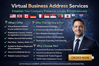 create a virtual business address in any country within 12 hours