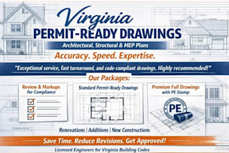 licensed pe stamp virginia architectural permit drawings with floor plans taxes