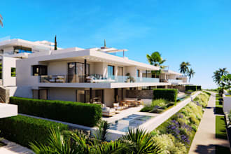 create 3d villa and townhouse design with modern interior or exterior design