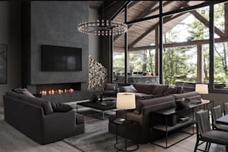renew 3d glenwood lodge interior, furniture relayout, indoor apartment render