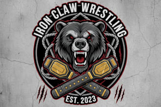 design a professional wrestling logo for your team, gym, or brand