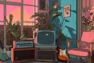 design aesthetic lofi background for music videos
