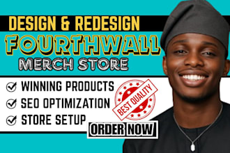 fourth wall website design, fourth wall store set up merch pod design