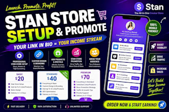 do stan store setup, stan store promotion,  esty traffic and beacon promotion